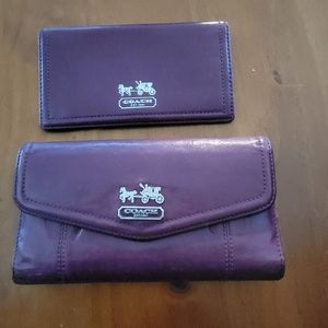 COACH PURPLE WALLET AND CHECKBOOK COVER